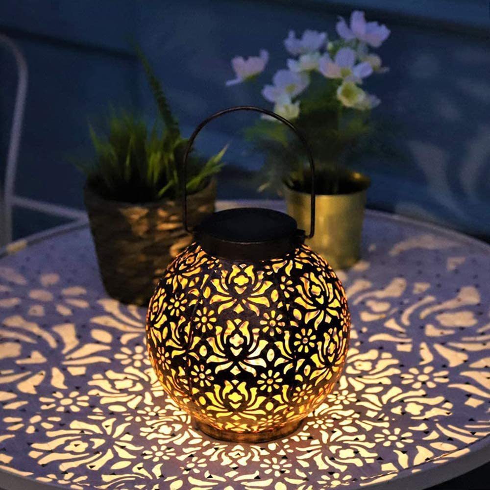 Solar Hanging Lantern With Hollow Cutout Design
