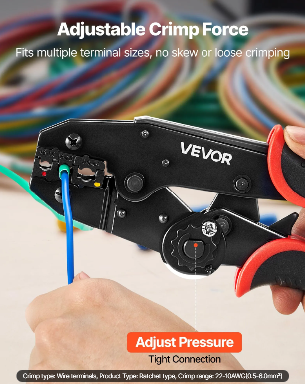 VEVOR Ratcheting Wire Crimping Tool (22-10 AWG) photo 4