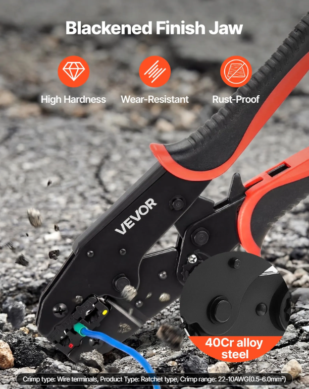 VEVOR Ratcheting Wire Crimping Tool (22-10 AWG) photo 8