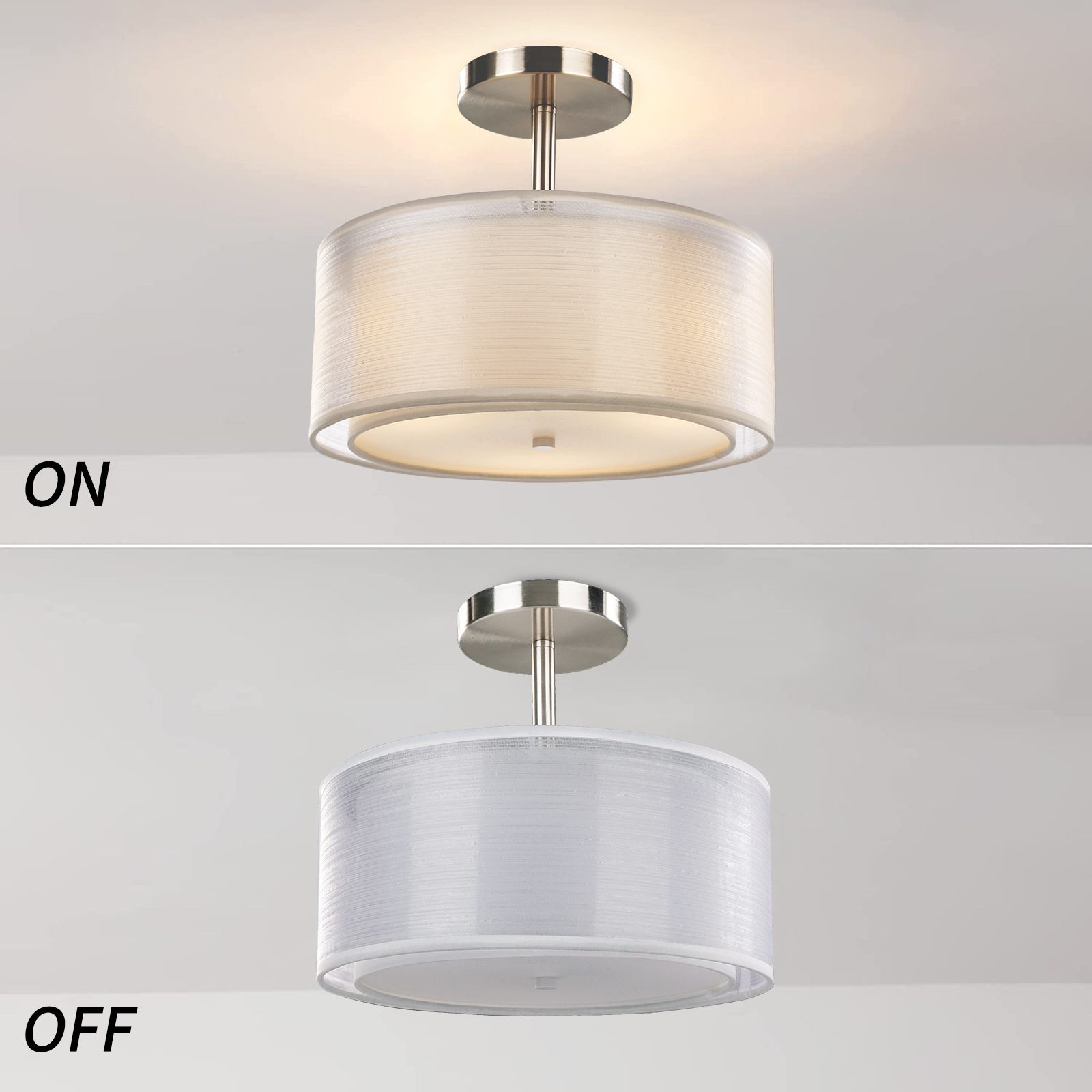 Modern Fabric Shade Ceiling Light