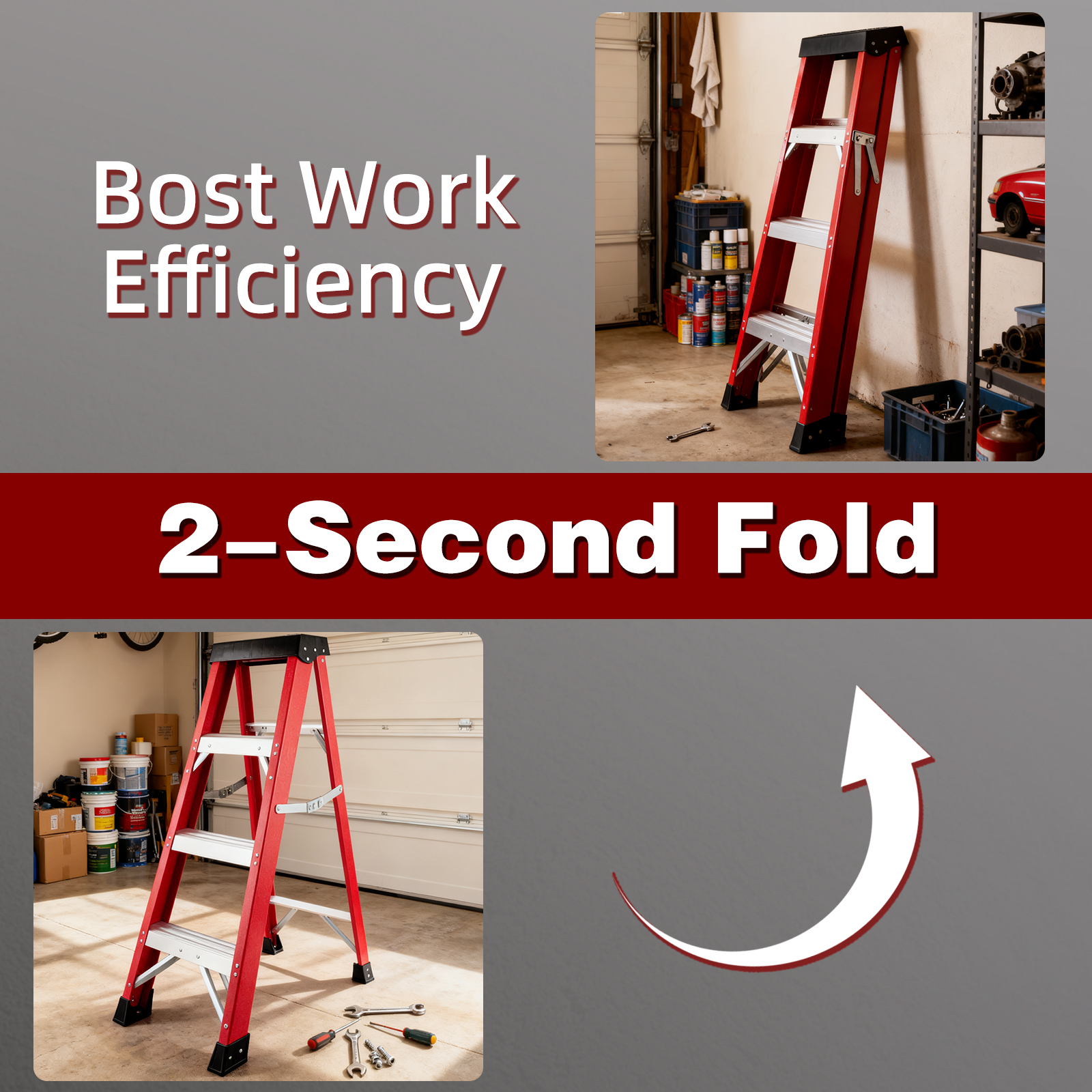 Fiberglass Insulating Folding Step Ladder, Aluminum Frame photo 10