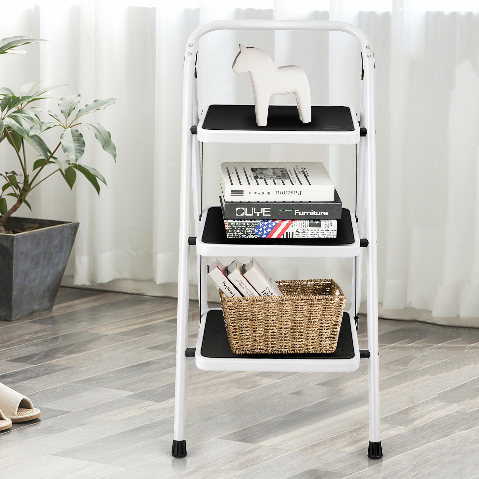 Folding 3-Step Safety Ladder with Anti-Slip Platform photo 5
