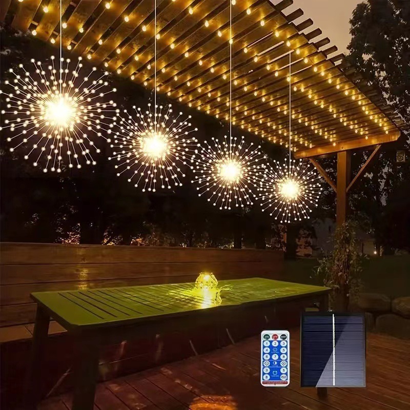 LED Solar-Powered Hanging Firework Light For Camping Canopy