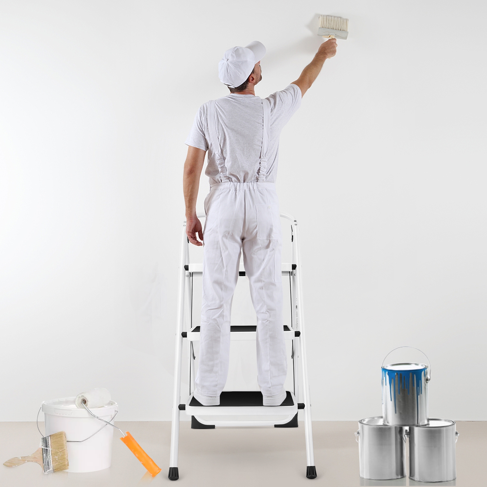 Folding 3-Step Safety Ladder with Anti-Slip Platform photo 11
