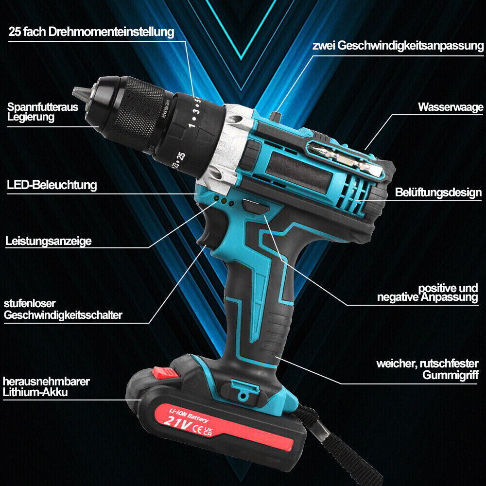21V Brushless Cordless Impact Drill Kit (2 Batteries)