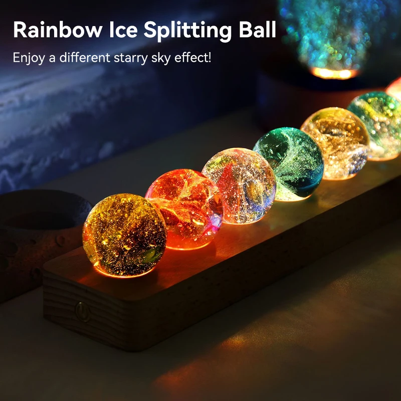 Seven Star Elements Crystal Glass Ball Atmosphere Light Creative Colorful Ice Ball Home Desktop Decor For Birthday Xmas Gift