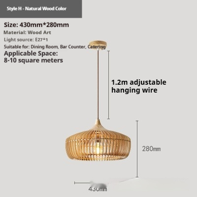 Japanese-Style Walnut Wood Pendant Light