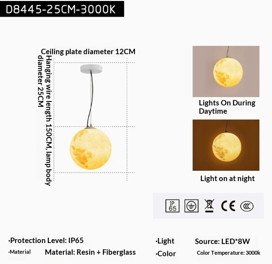 Solar Outdoor Glass Hanging Lights, IP65