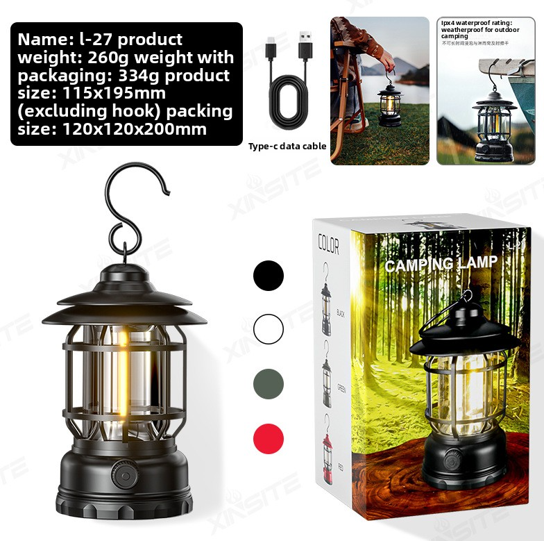 Flame Effect LED Camping Lantern, Retro Hurricane