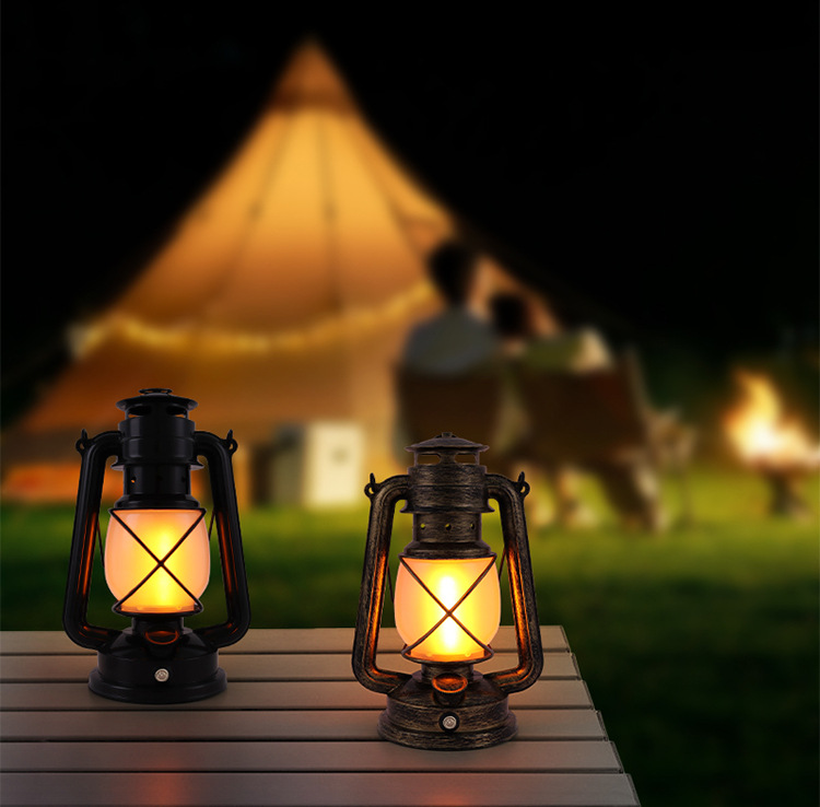 Rechargeable LED Table Lamp, Retro Flame Lantern