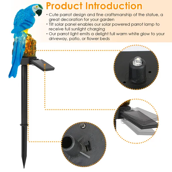 Waterproof Solar Parrot Garden Light