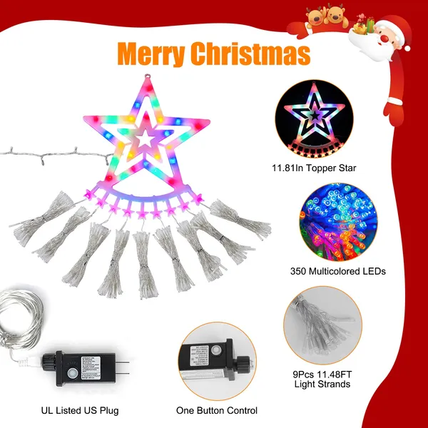 350-LED Star Waterfall Christmas String Lights photo 3