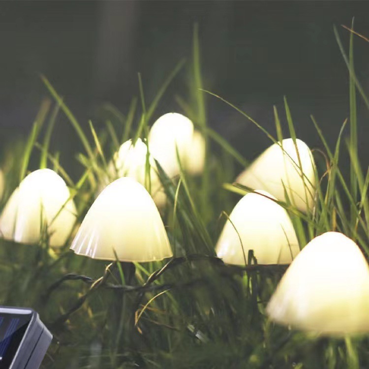 Solar Mushroom String Lights, Outdoor Waterproof