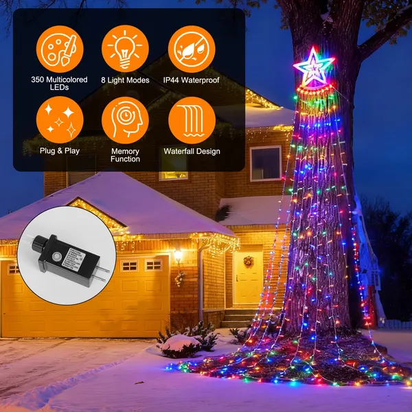 350-LED Star Waterfall Christmas String Lights