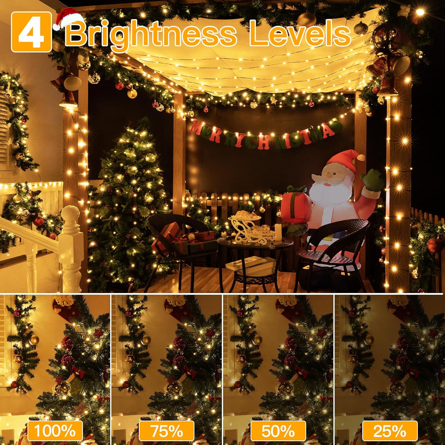 Warm White Icicle String Lights, 400 LED Waterproof