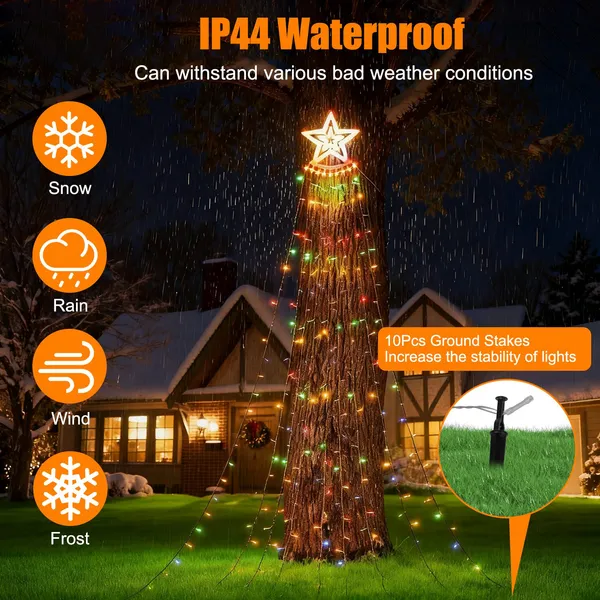 350-LED Star Waterfall Christmas String Lights photo 5