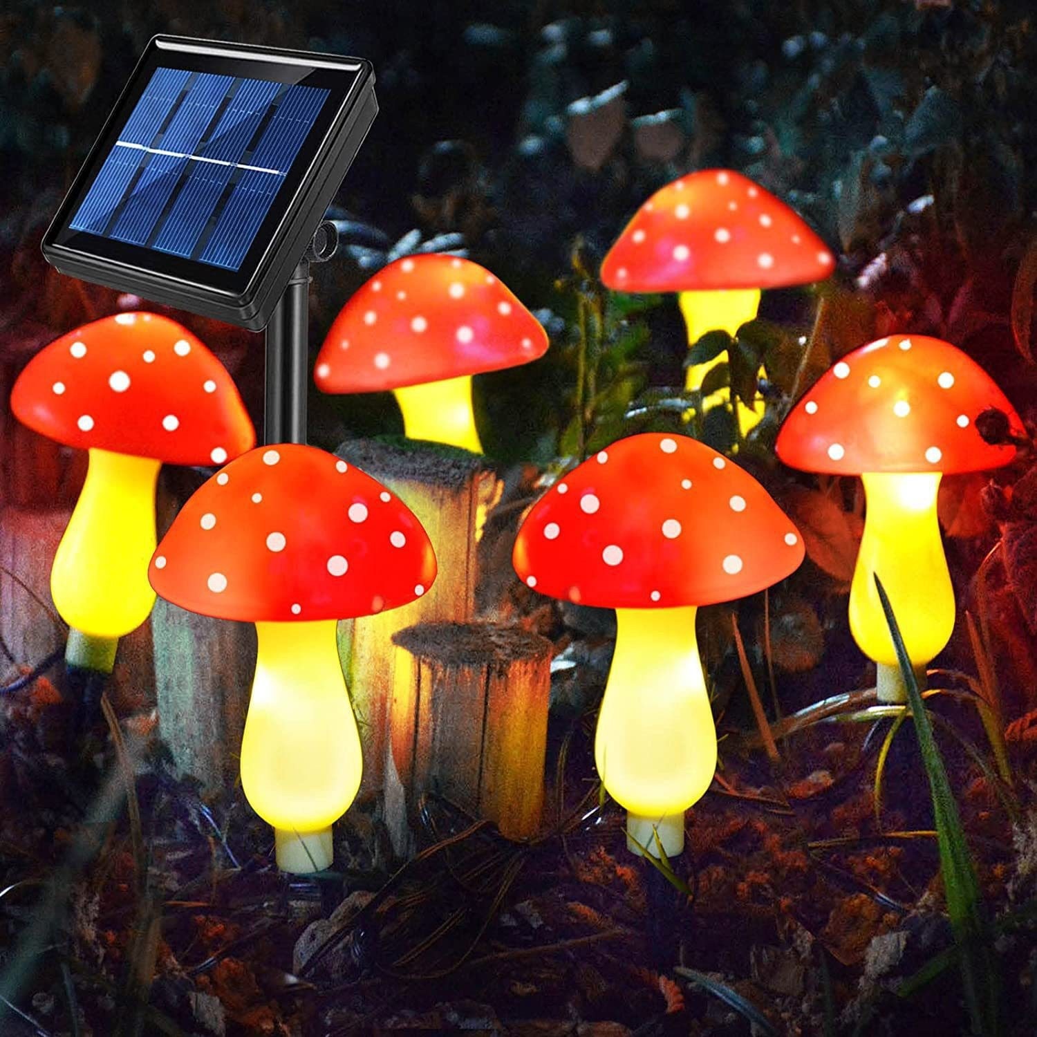 Solar Mushroom Garden Lights, 8 LEDs