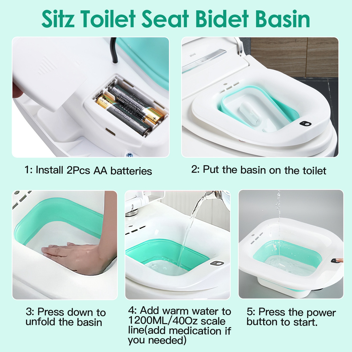 Foldable Sitz Bath Bidet Basin for Toilet Seat