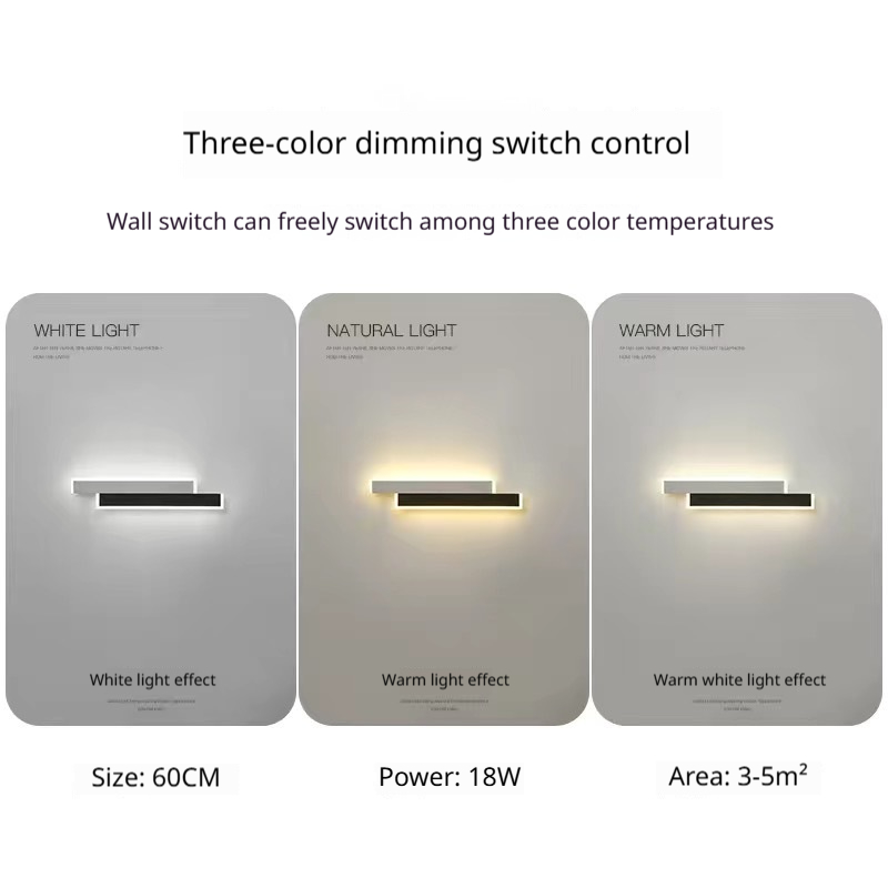 Minimalist LED Strip Wall Lamp, 18W, 60 cm