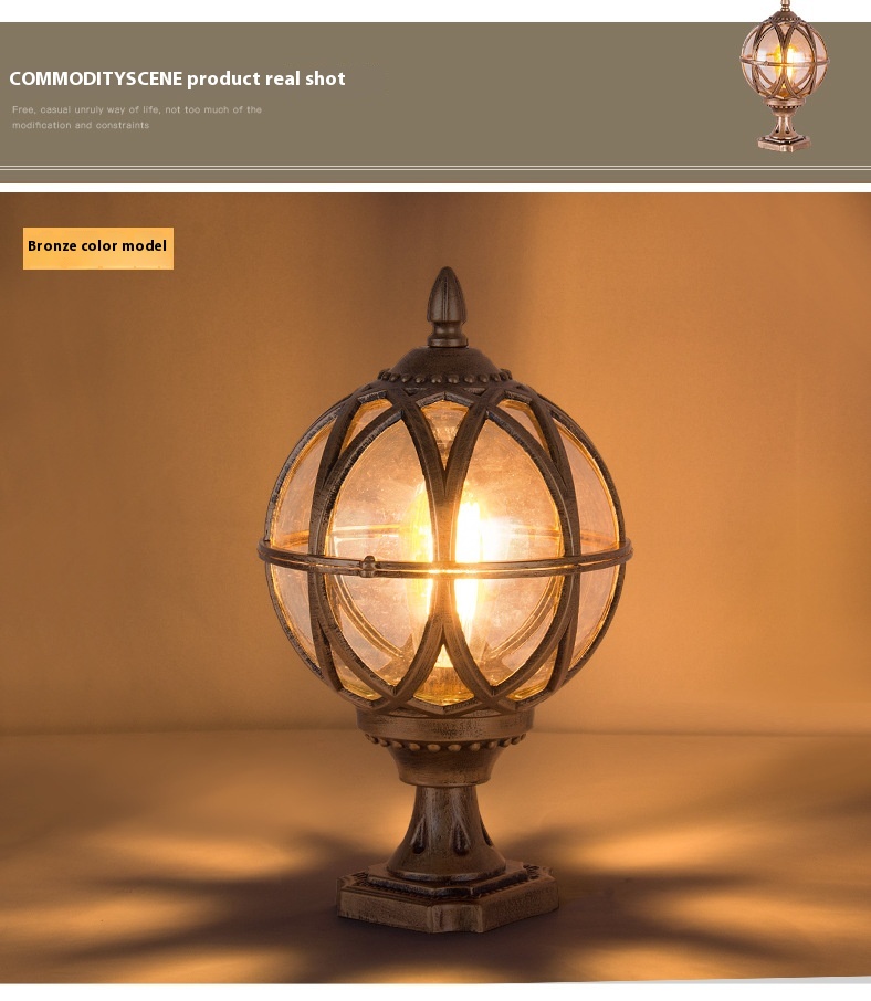 Outdoor Pillar Post Lamp, Aluminum, IP55