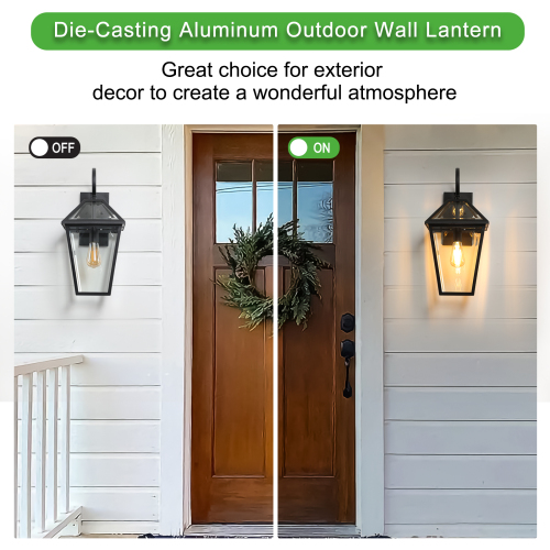 Outdoor Wall Lantern, Die-Cast Aluminum, 2-Pack