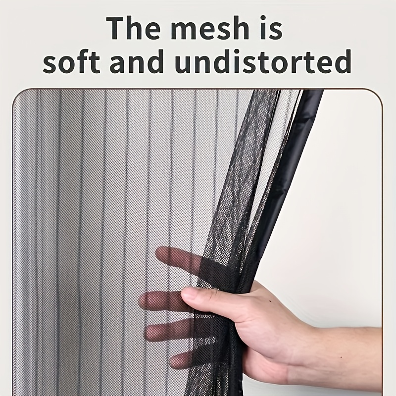 Black Magnetic Screen Door, Hands-Free Mesh Curtain