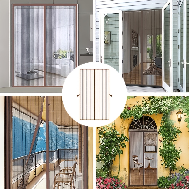 Brown Magnetic Screen Door, Mosquito Mesh Curtain