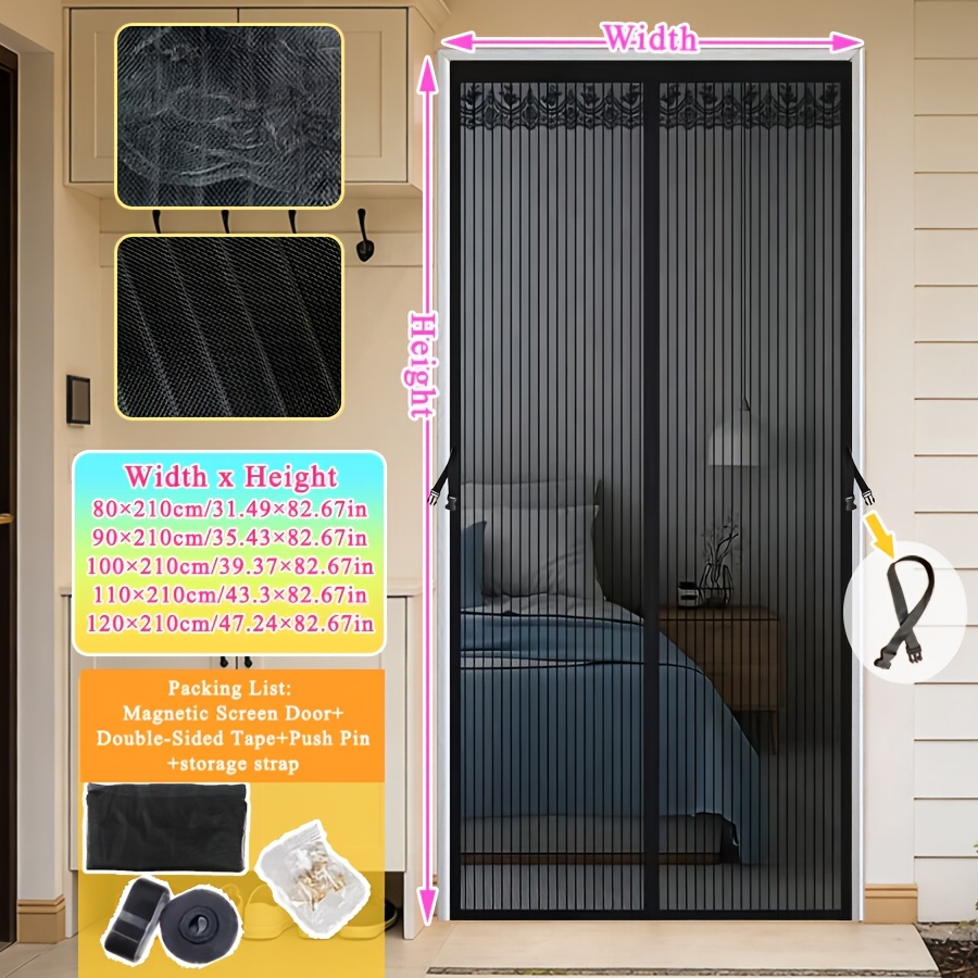 Black Magnetic Screen Door With Lace Top