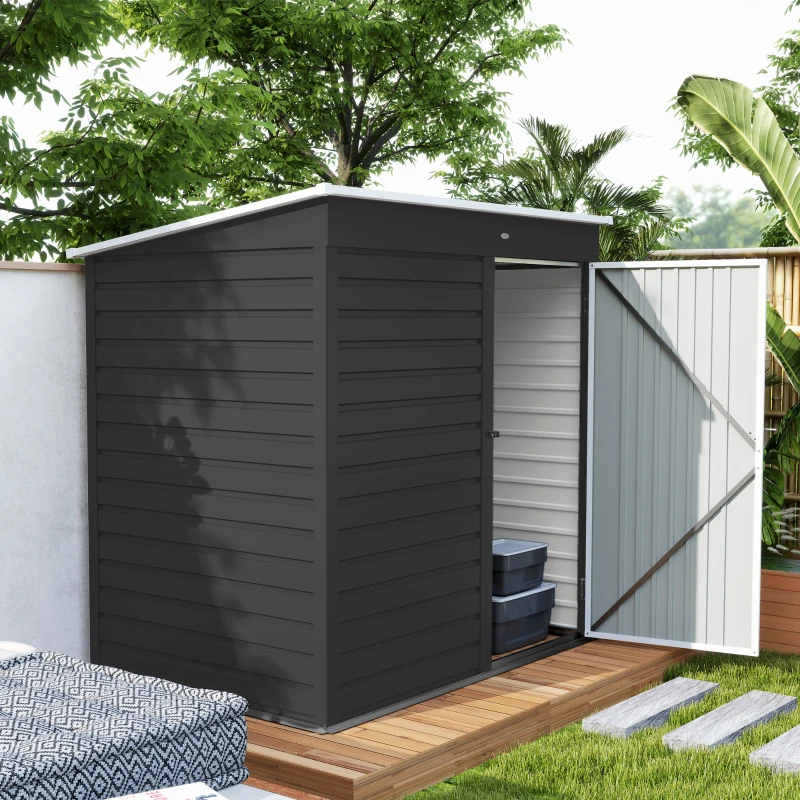 6×4 ft Metal Garden Storage Shed, Dark Gray photo 2