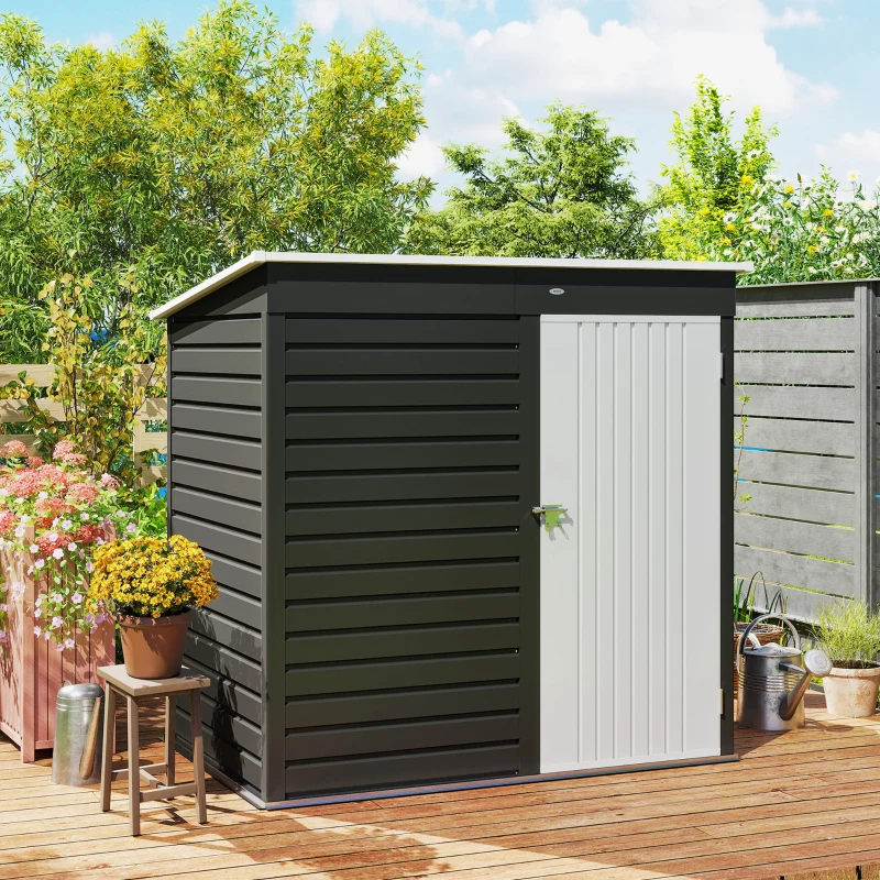 6×4 ft Metal Garden Storage Shed, Dark Gray photo 6