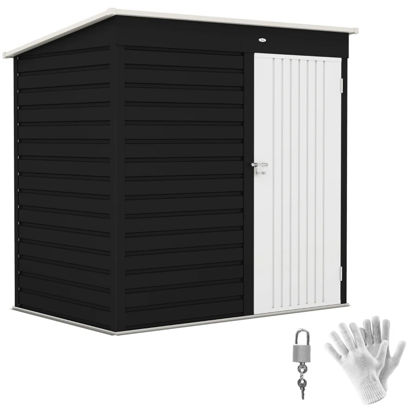 6×4 ft Metal Garden Storage Shed, Dark Gray photo 11