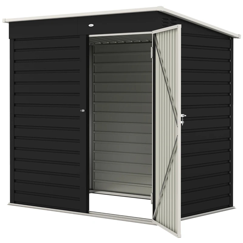 6×4 ft Metal Garden Storage Shed, Dark Gray photo 12