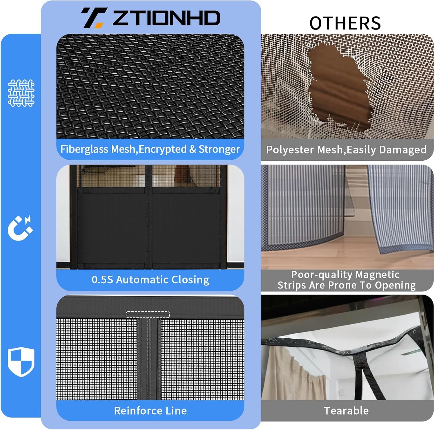 Magnetic Mesh Door Screen, Anti-Mosquito and Dustproof