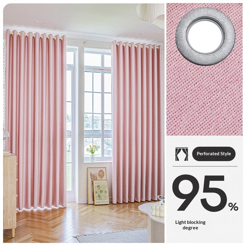 Blackout Curtains with Telescopic Rod, No-Drill