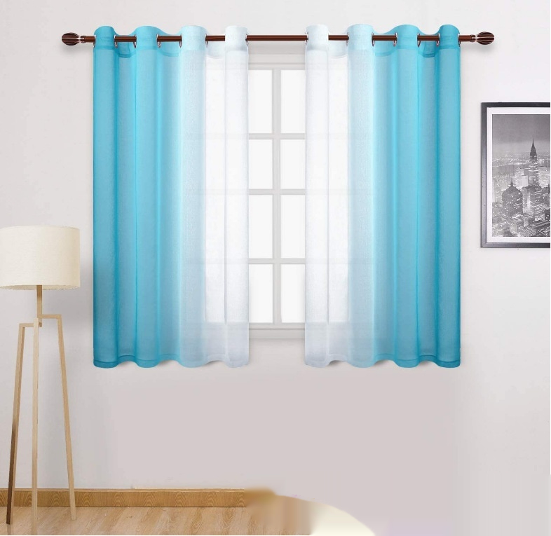 Gradient Blackout Curtains, Sheer Top, 2-Pack