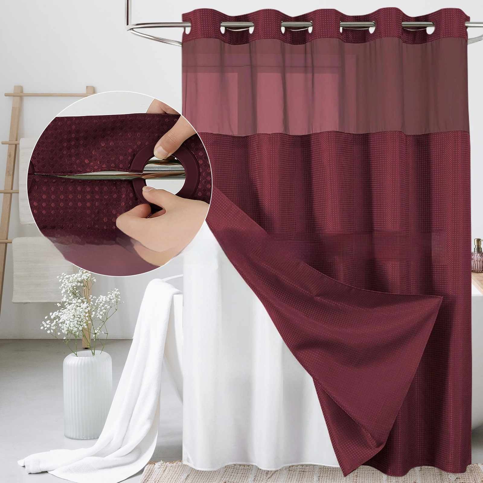 Waffle Double-Layer Shower Curtain, Solid Colors