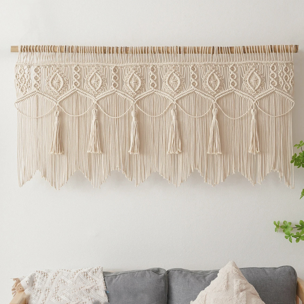Nordic Hand-Woven Tapestry Door Curtain, Off-White Cotton