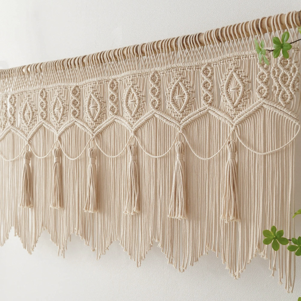 Nordic Hand-Woven Tapestry Door Curtain, Off-White Cotton photo 5