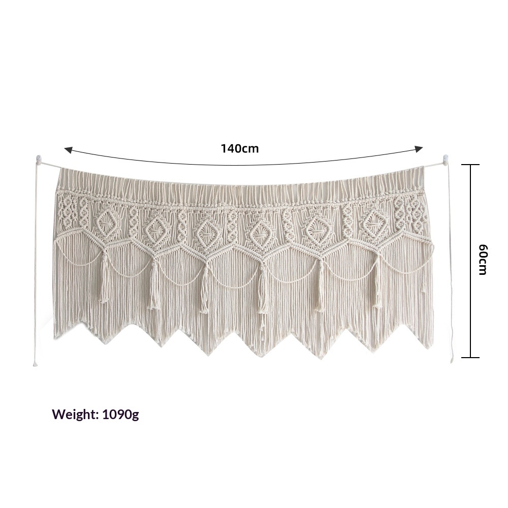 Nordic Hand-Woven Tapestry Door Curtain, Off-White Cotton photo 6