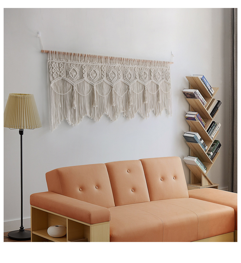 Nordic Hand-Woven Tapestry Door Curtain, Off-White Cotton photo 7