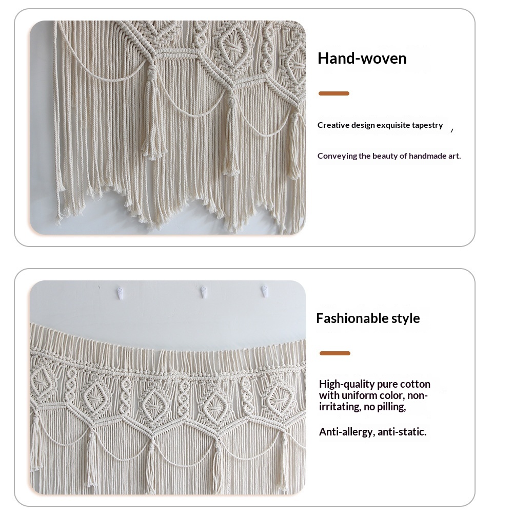 Nordic Hand-Woven Tapestry Door Curtain, Off-White Cotton photo 8