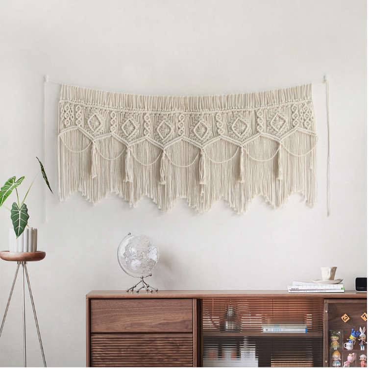 Nordic Hand-Woven Tapestry Door Curtain, Off-White Cotton photo 9