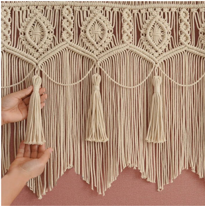Nordic Hand-Woven Tapestry Door Curtain, Off-White Cotton photo 10