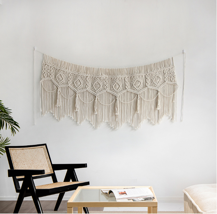 Nordic Hand-Woven Tapestry Door Curtain, Off-White Cotton photo 12