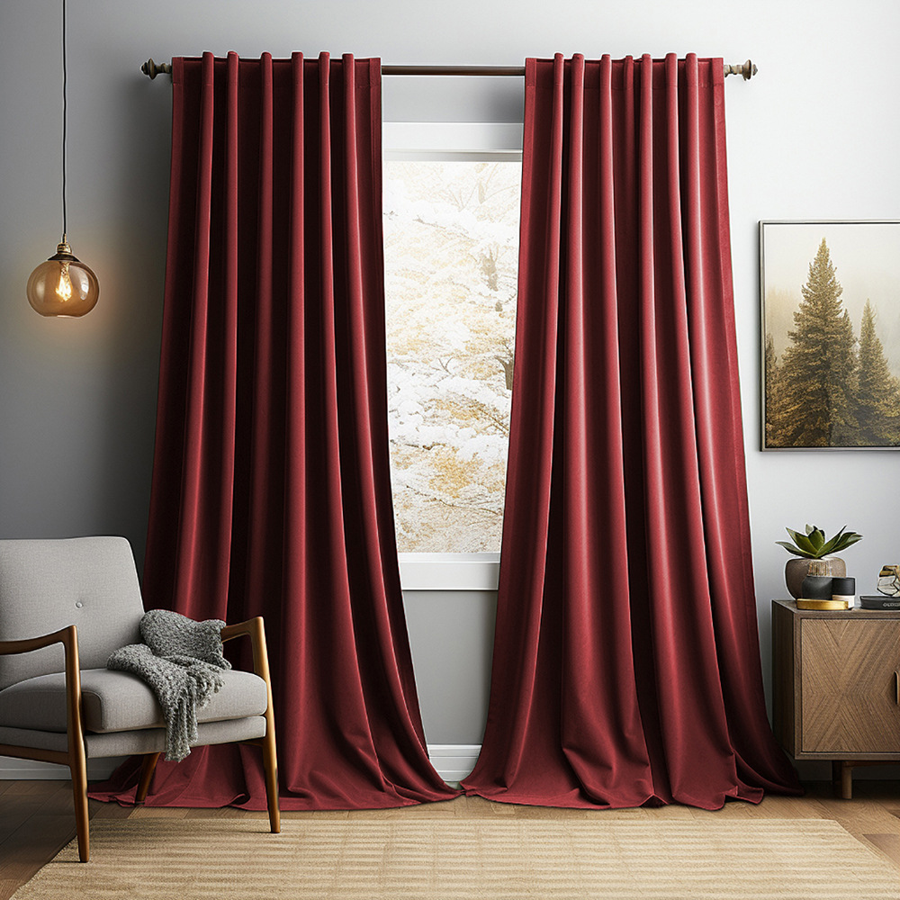 Vintage Velvet Blackout Curtains for Living Room