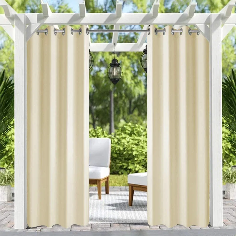 Outdoor Patio Curtain Panel with Grommets, Ivory