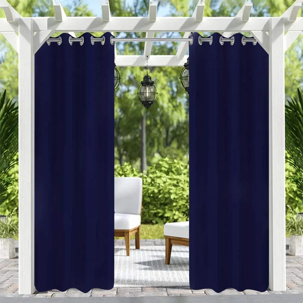 Outdoor Porch Curtain Panel with Grommets, Dark Blue