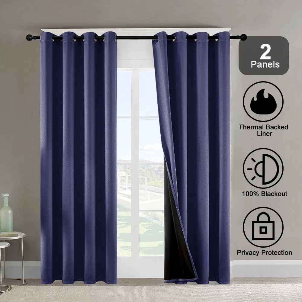 Grommet Blackout Curtains, Thermal Lined, 52 x 84 in. 2-Pack