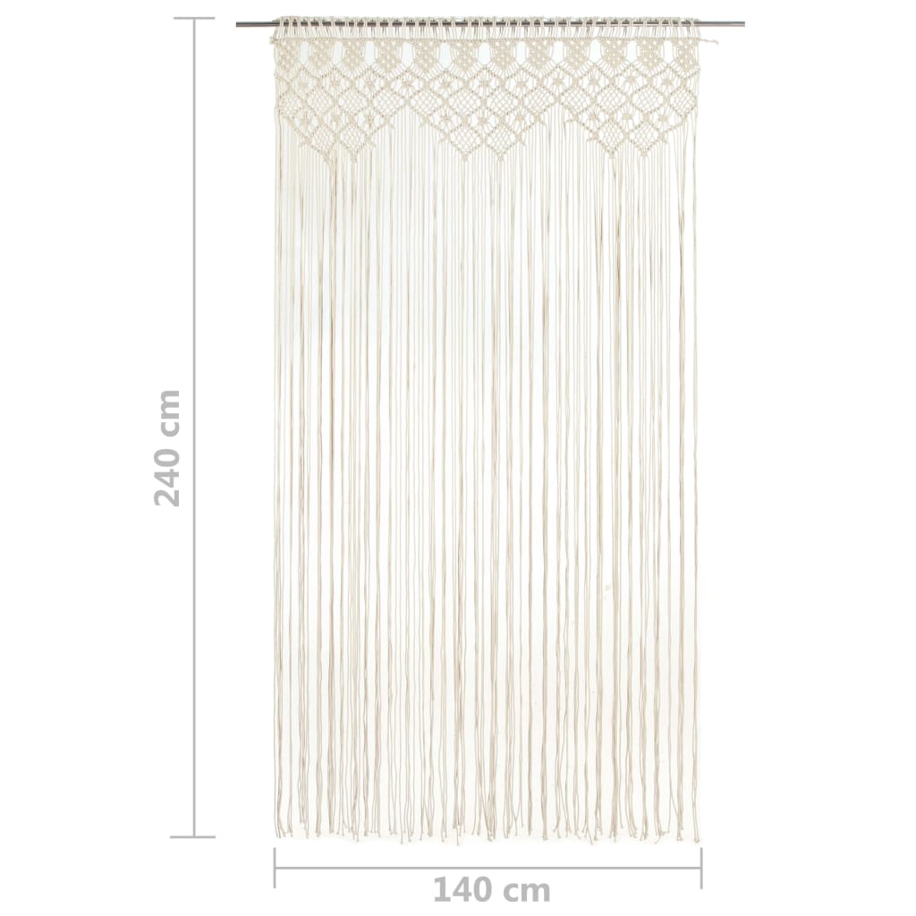 Macrame Cotton Curtain, Cream, 140x240cm