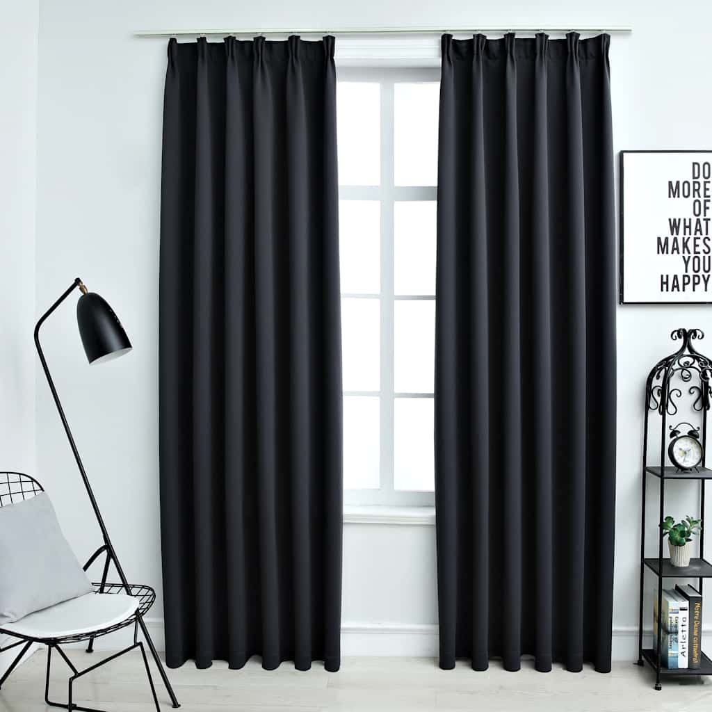 Blackout Curtains with Hooks, 2-Pack